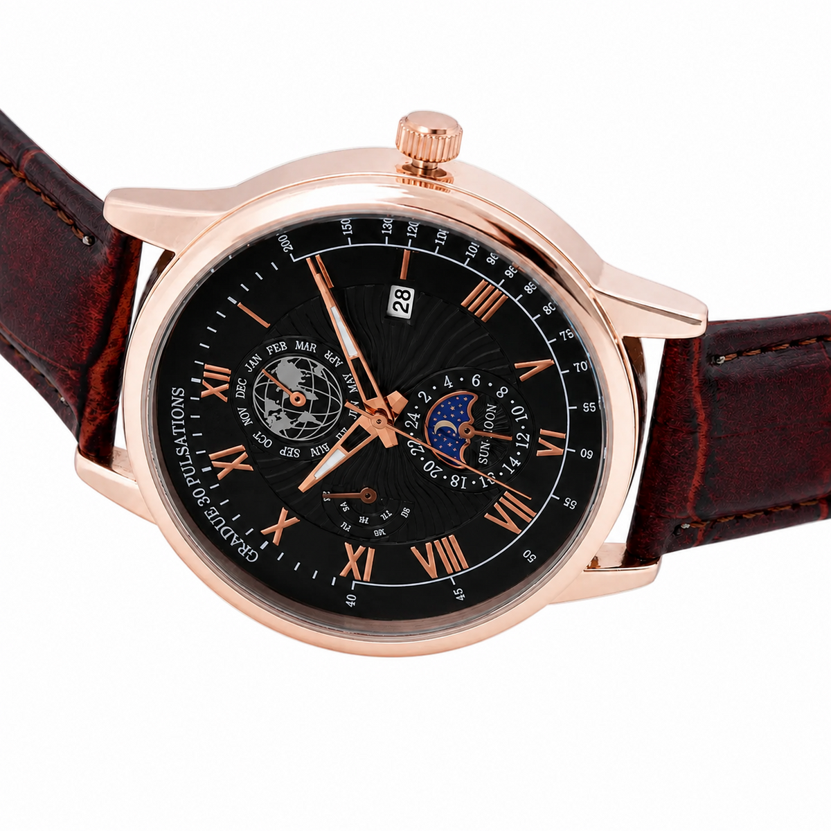 Men’s Black Dial Brown Strap Quartz Analog Watch
