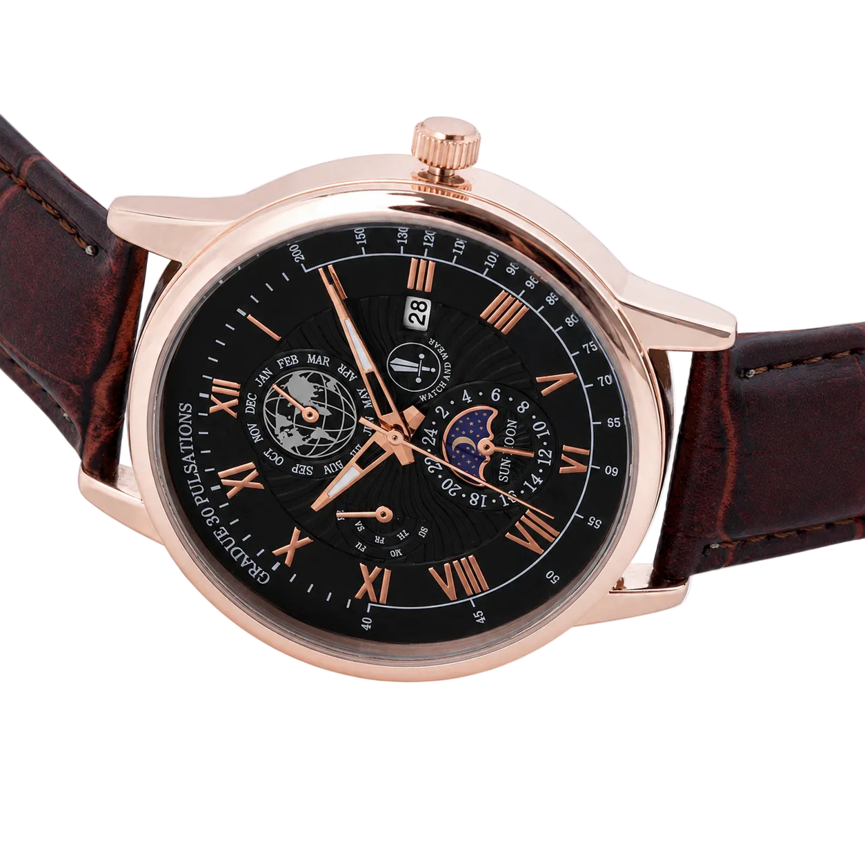 Men’s Black Dial Brown Strap Quartz Analog Watch