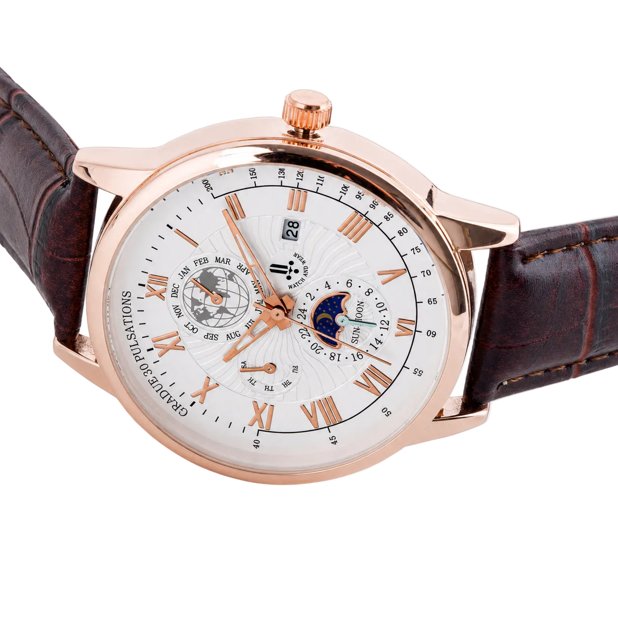 Men’s White Dial Brown Strap Quartz Analog Watch