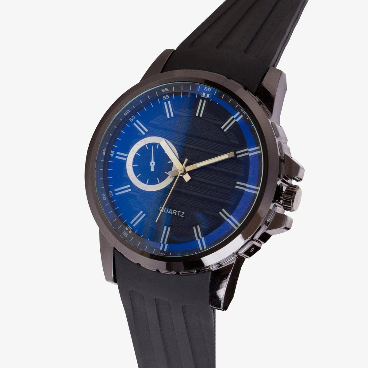 Men's Sporty Analog Watch with Roman Index Dual Dial Black Strap