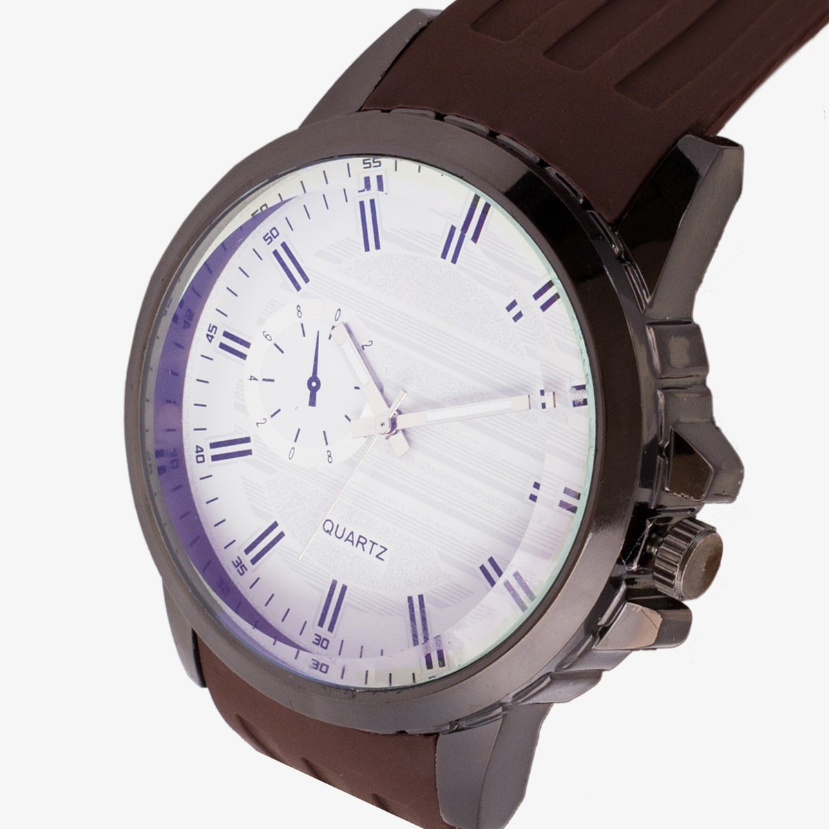 Roman Index Analog Watch for Men Dual Tone Dial Brown Strap