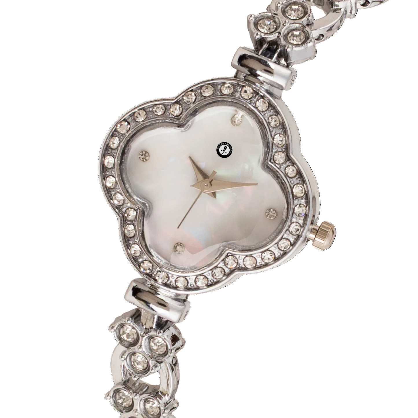 Women’s Silver Floral Dial Crystal Bracelet Quartz Watch