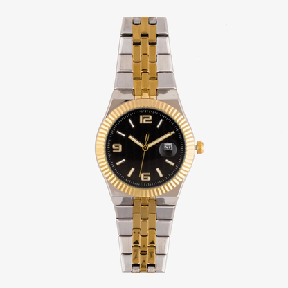 Black Classic Index Men's Watch with Date Display and Metal Bracelet