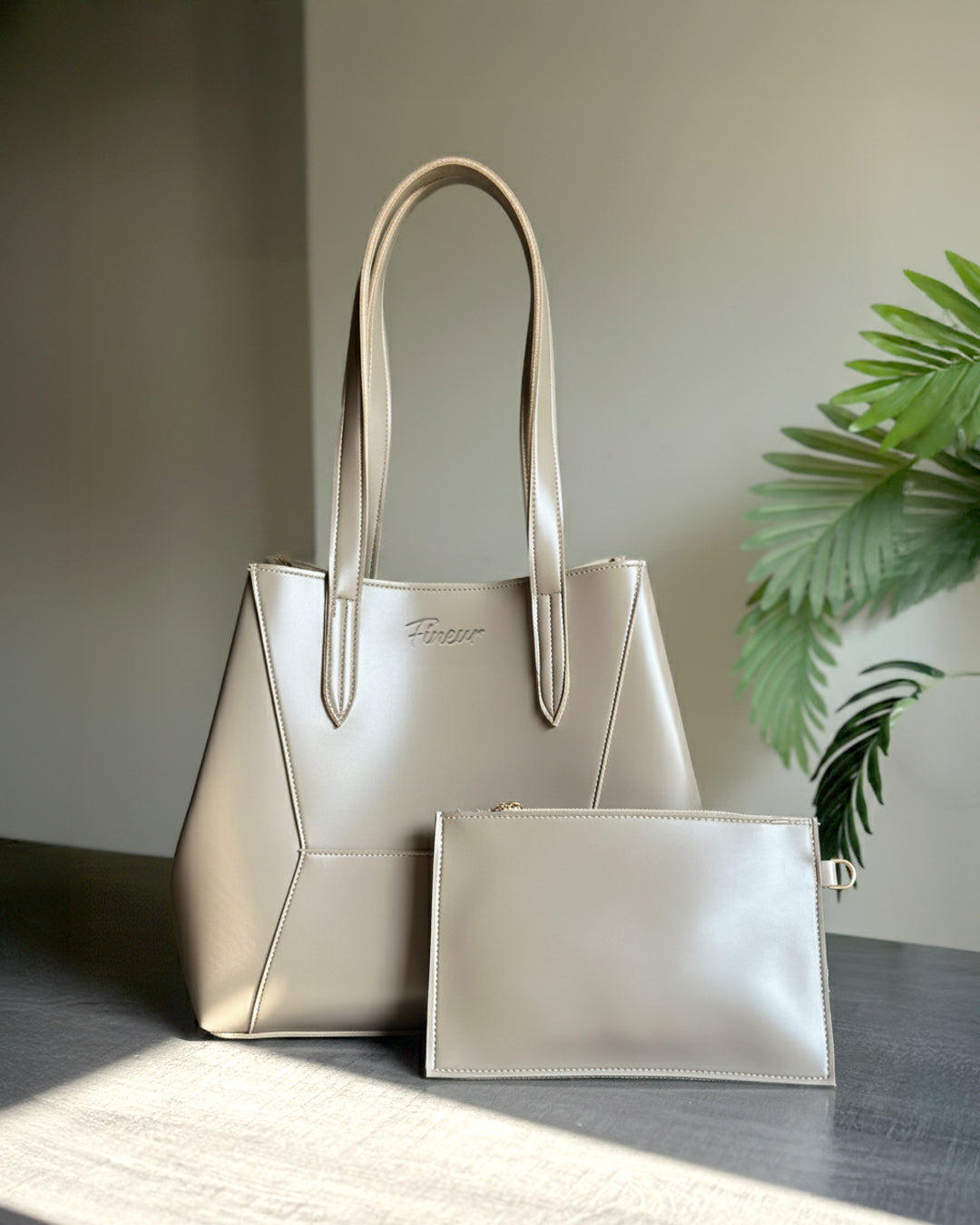 Fineur Tote Matrix + Pouch - Beige