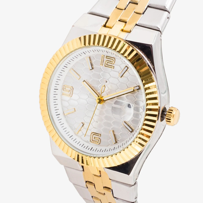 White Classic Index Men's Analog Watch with Date Window and Link Bracelet