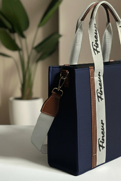 Fineur Canvas Tote Modern Muse  - Navy Blue