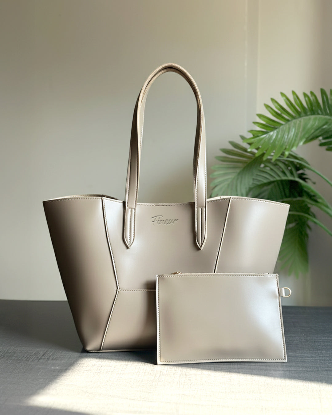 Fineur Tote Matrix + Pouch - Beige