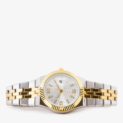 White Classic Index Men's Analog Watch with Date Window and Link Bracelet