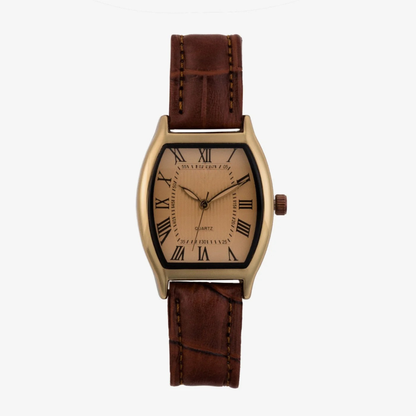 Gilded Quartz Brown Women's Wristwatch with Metal Strap