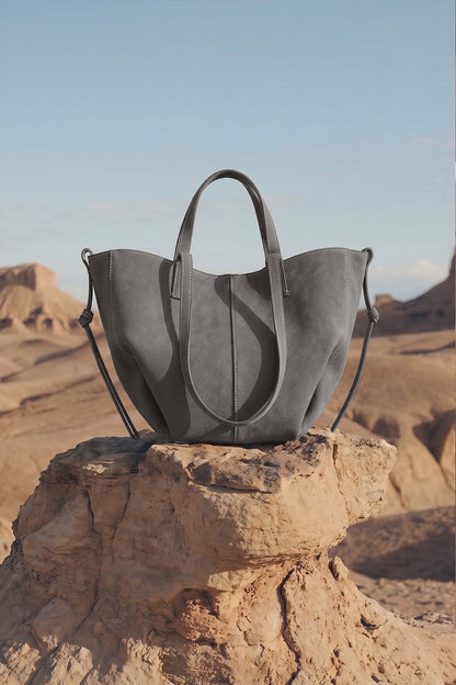 Luxora Suede Tote Bag - Grey