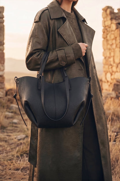 Luxora Suede Tote Bag - Black