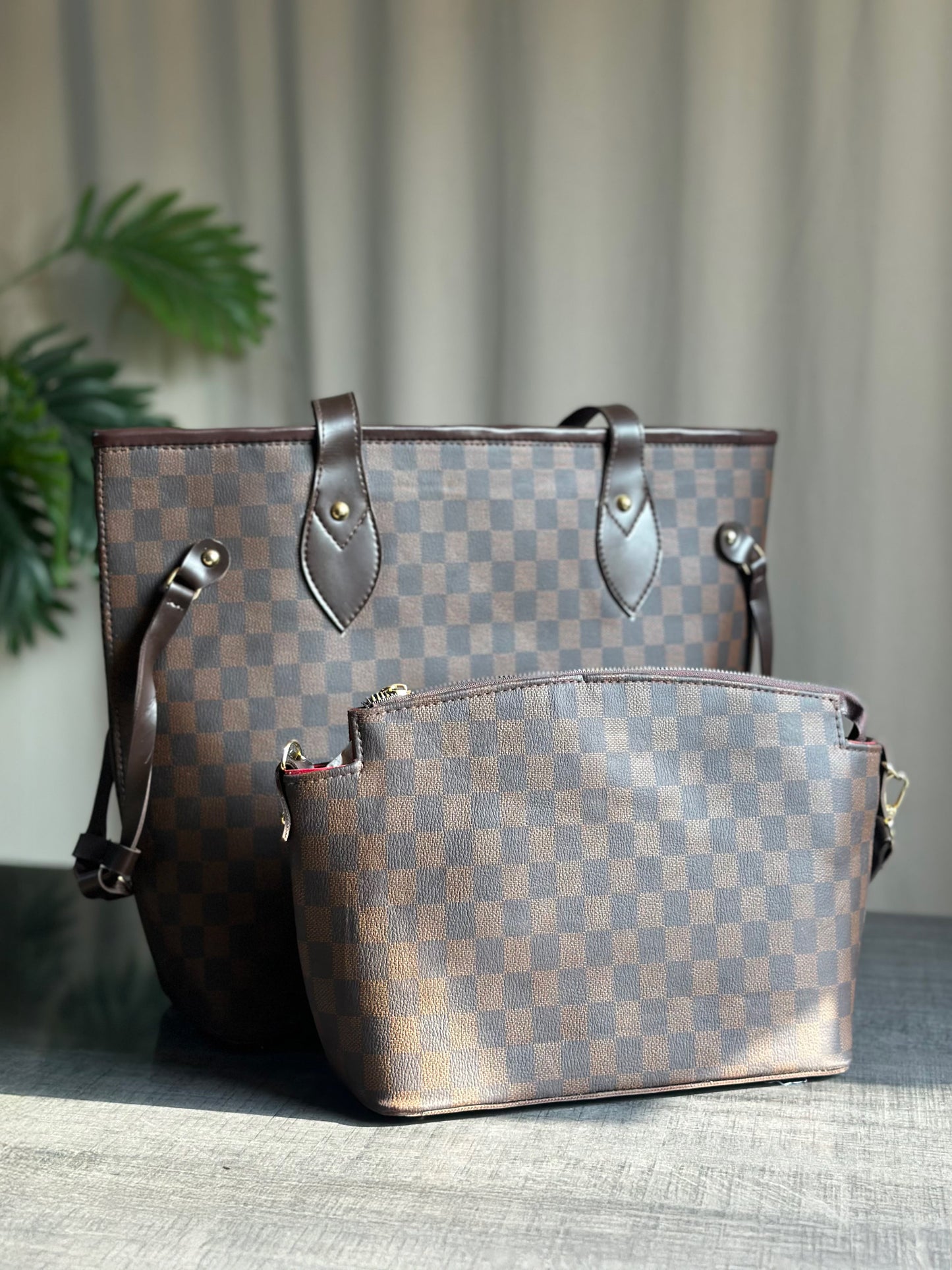 Fineur Duo Tote Checkered - Brown