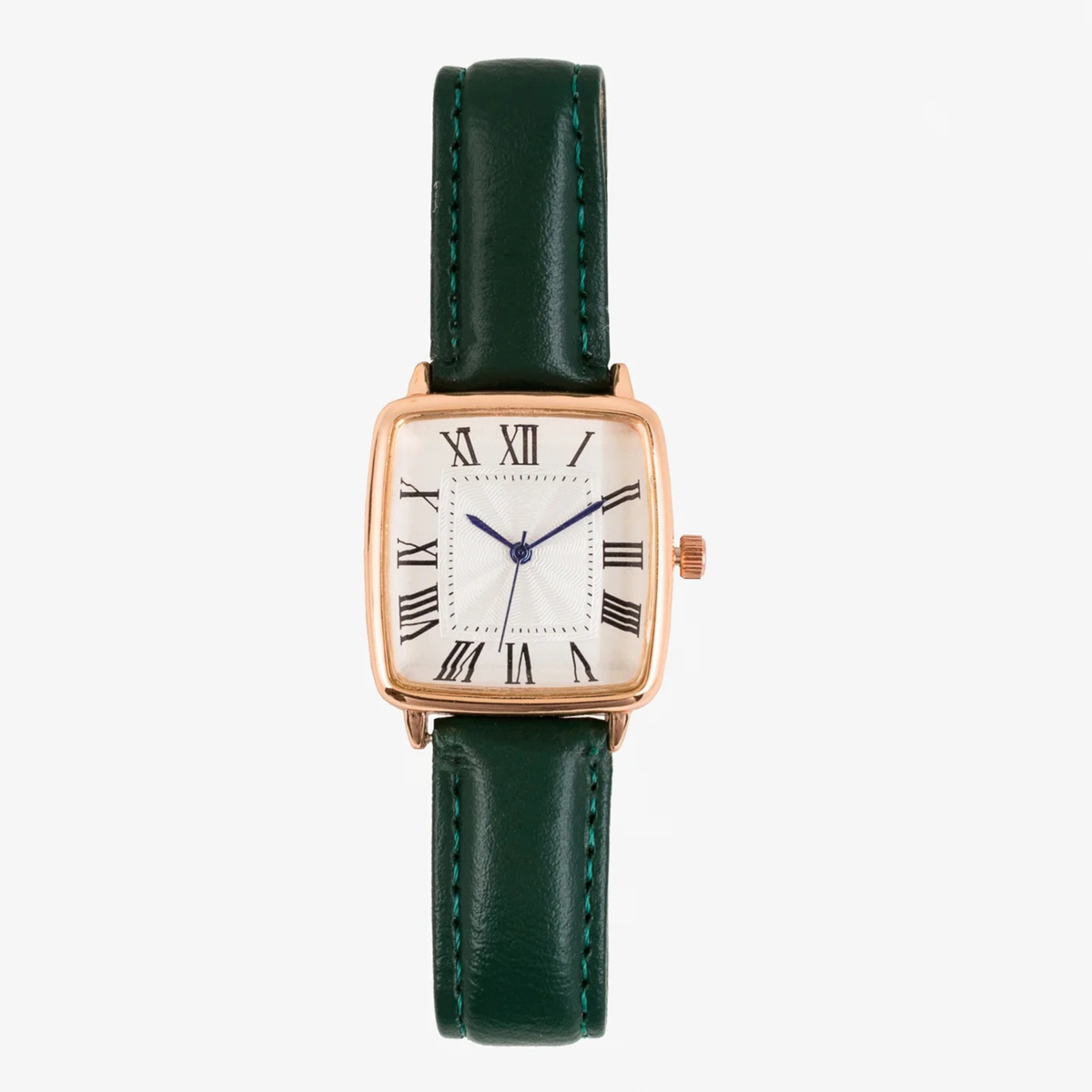Roman Numeral Women's Square Dial Watch with Leather Strap
