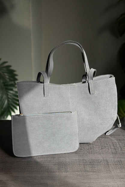 Luxora Suede Tote Bag - Grey