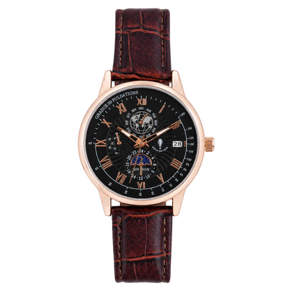 Men’s Black Dial Brown Strap Quartz Analog Watch