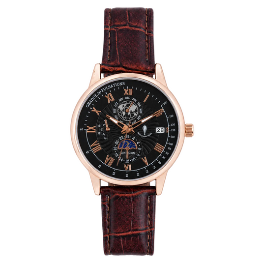 Men’s Black Dial Brown Strap Quartz Analog Watch