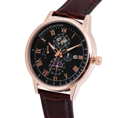 Men’s Black Dial Brown Strap Quartz Analog Watch