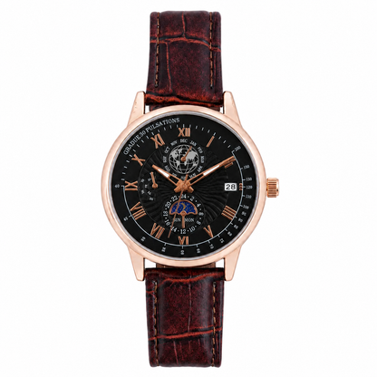 Men’s Black Dial Brown Strap Quartz Analog Watch