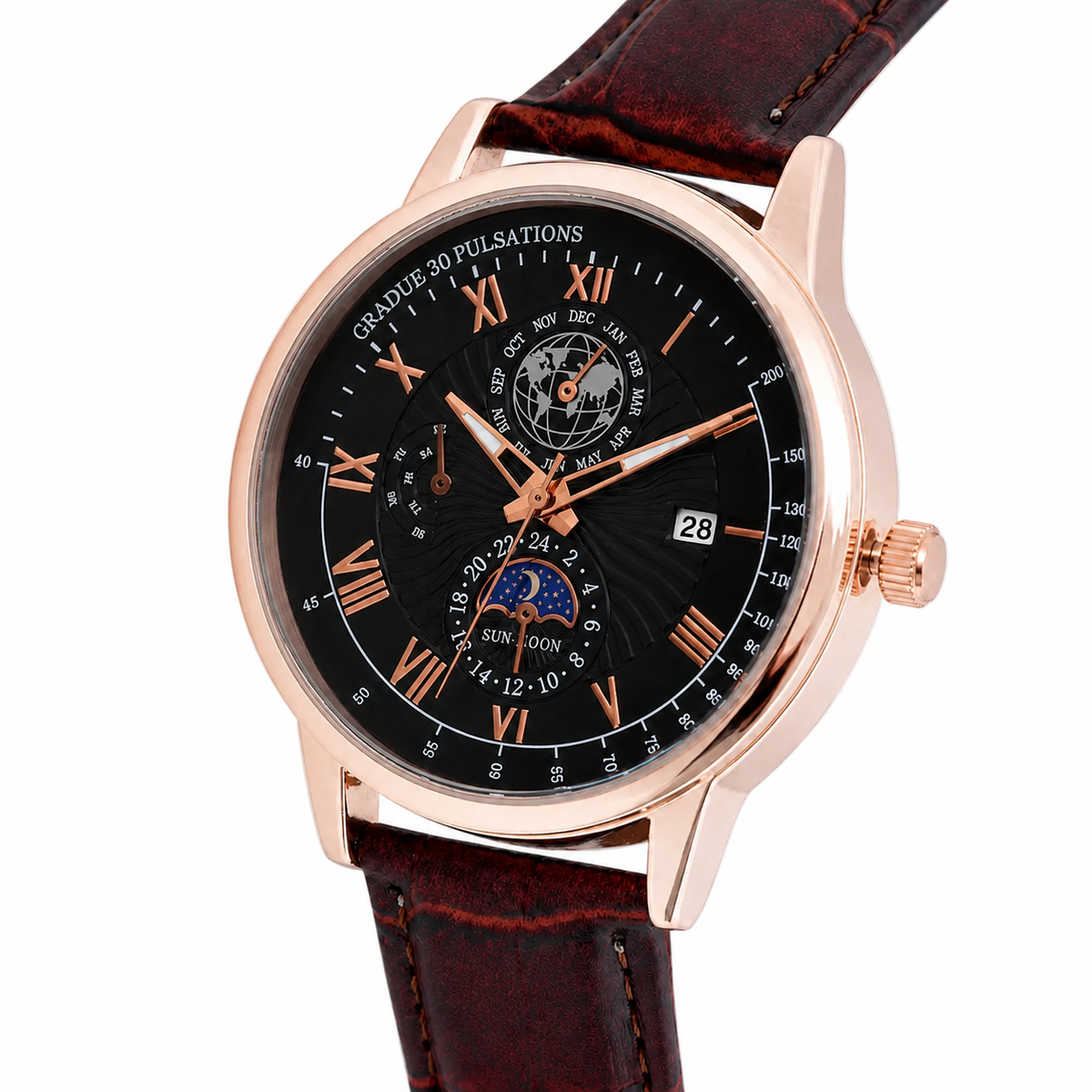 Men’s Black Dial Brown Strap Quartz Analog Watch