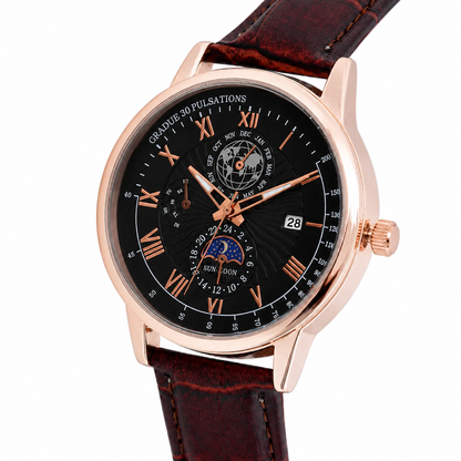Men’s Black Dial Brown Strap Quartz Analog Watch