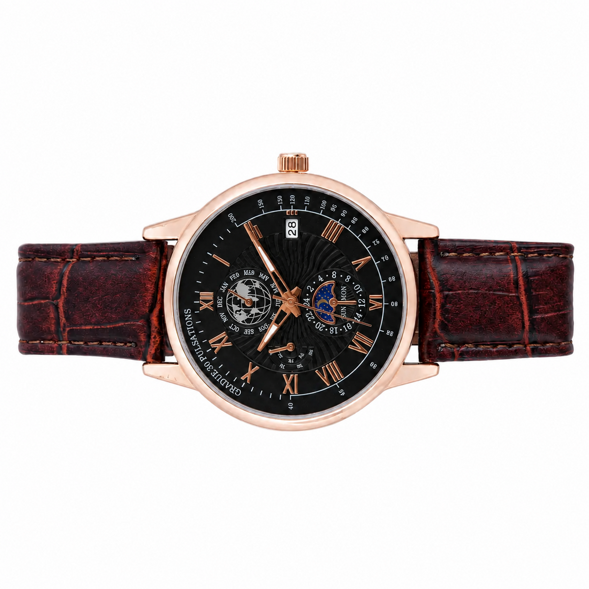 Men’s Black Dial Brown Strap Quartz Analog Watch