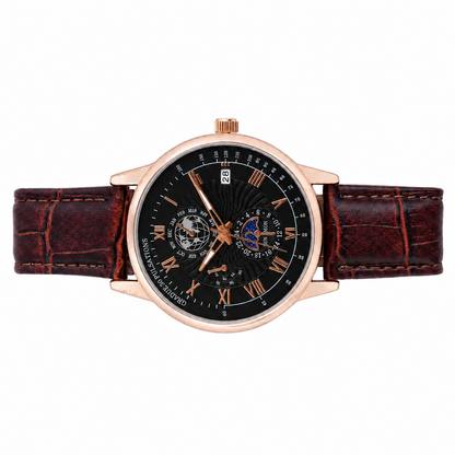 Men’s Black Dial Brown Strap Quartz Analog Watch