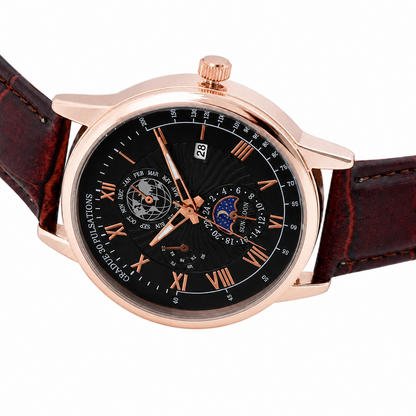 Men’s Black Dial Brown Strap Quartz Analog Watch