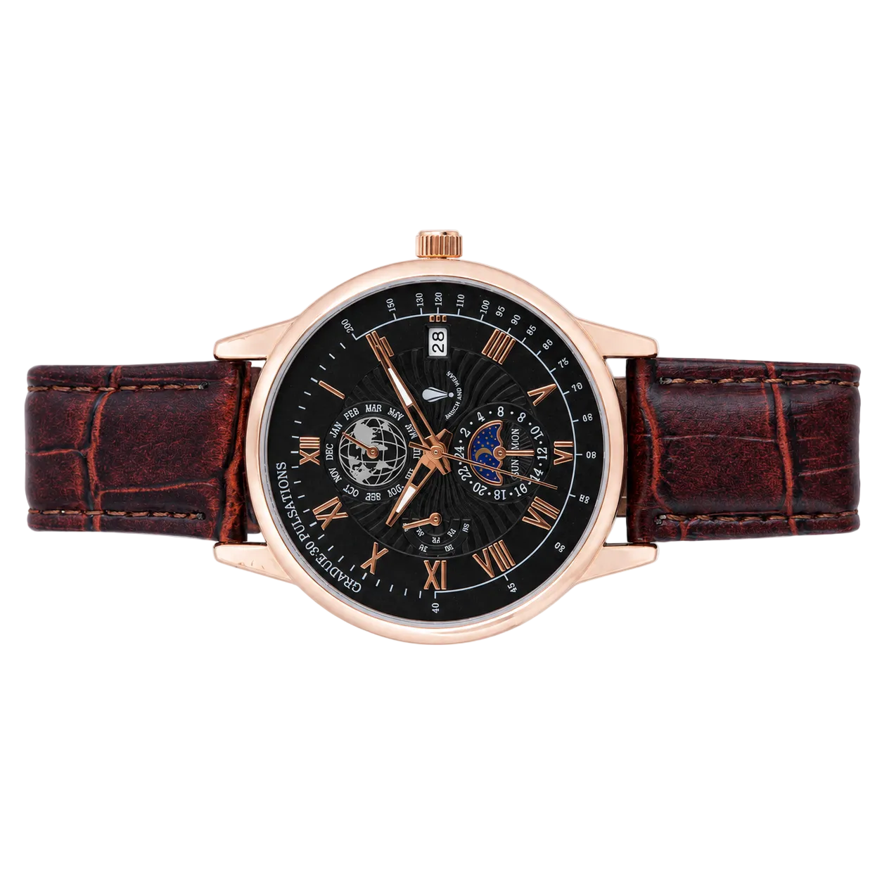 Men’s Black Dial Brown Strap Quartz Analog Watch