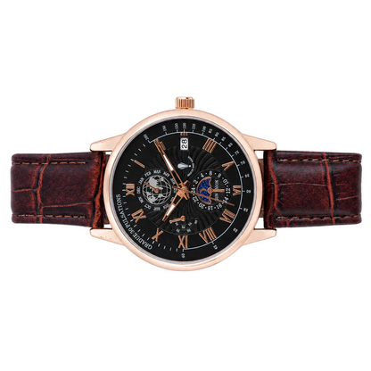 Men’s Black Dial Brown Strap Quartz Analog Watch