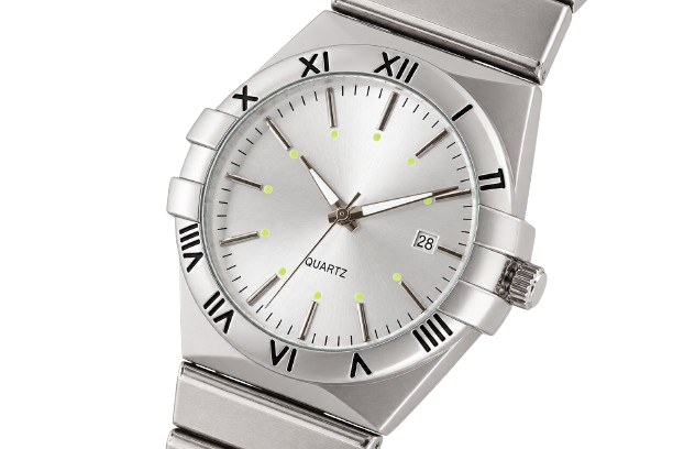 Men's Linked Quartz Analog Watch Round Dial Metal Bracelet with Date