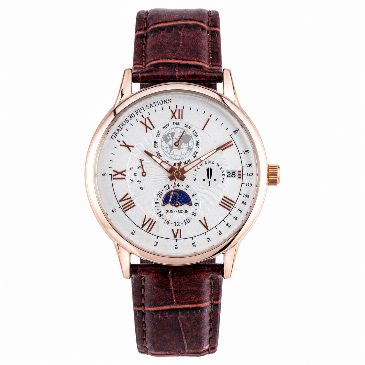 Men’s White Dial Brown Strap Quartz Analog Watch