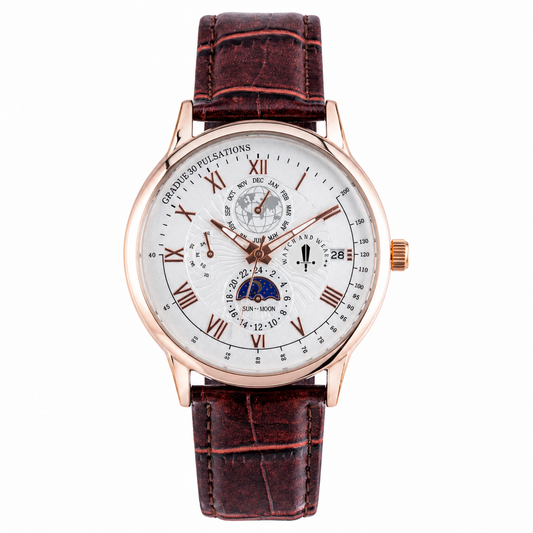Men’s White Dial Brown Strap Quartz Analog Watch