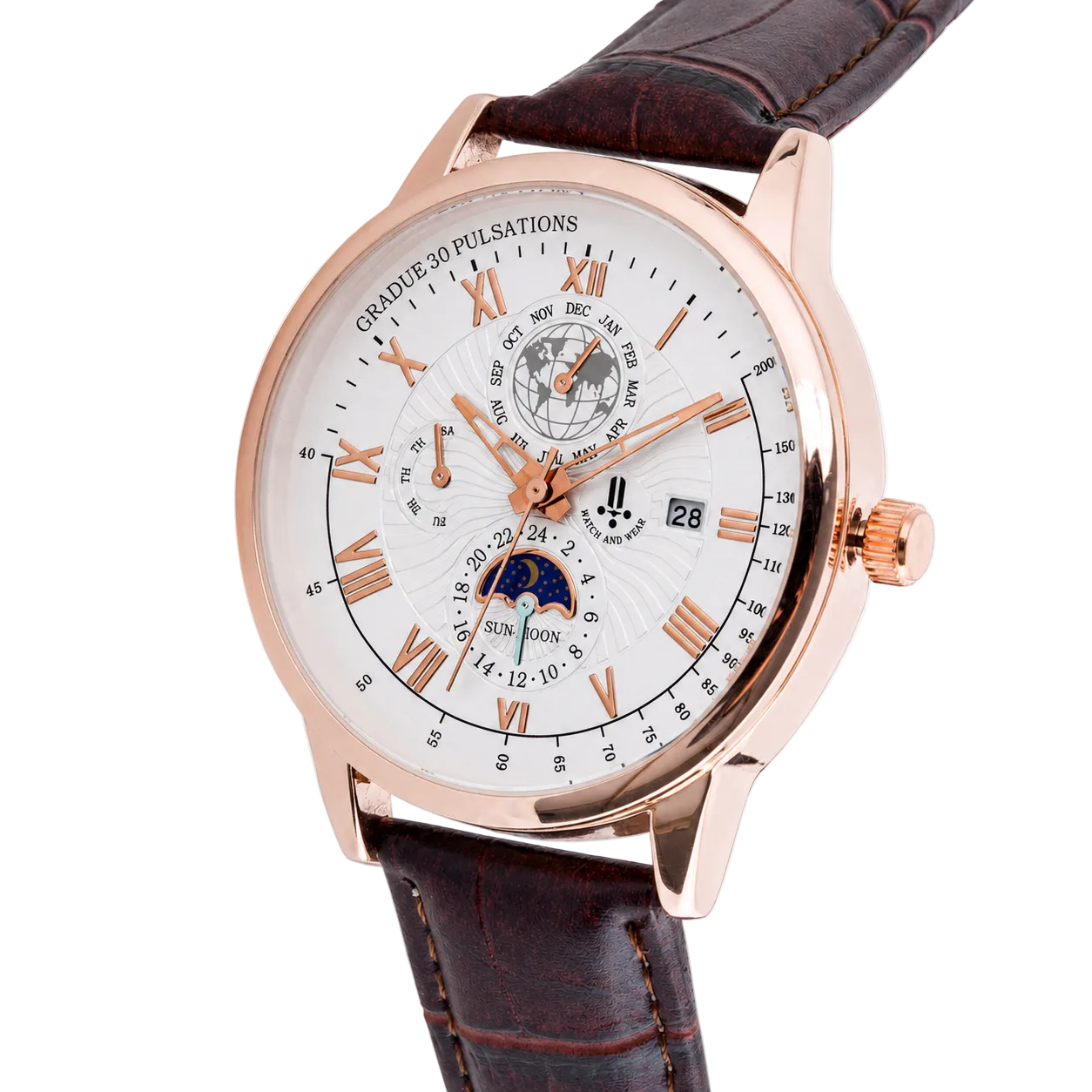 Men’s White Dial Brown Strap Quartz Analog Watch