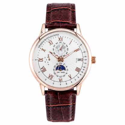 Men’s White Dial Brown Strap Quartz Analog Watch