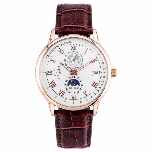 Men’s White Dial Brown Strap Quartz Analog Watch
