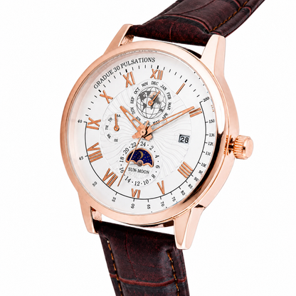 Men’s White Dial Brown Strap Quartz Analog Watch