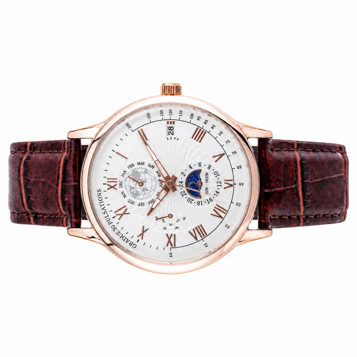 Men’s White Dial Brown Strap Quartz Analog Watch