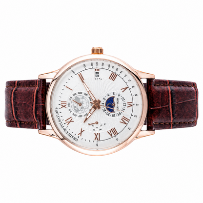 Men’s White Dial Brown Strap Quartz Analog Watch