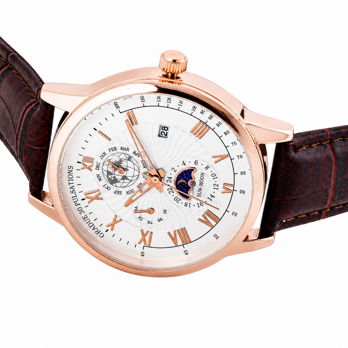 Men’s White Dial Brown Strap Quartz Analog Watch