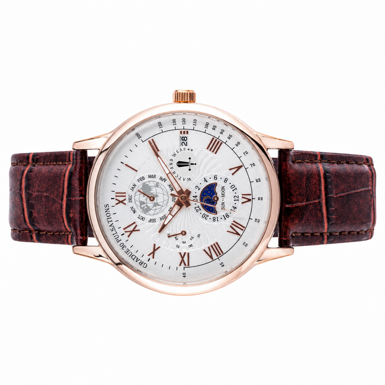 Men’s White Dial Brown Strap Quartz Analog Watch