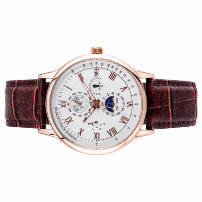 Men’s White Dial Brown Strap Quartz Analog Watch