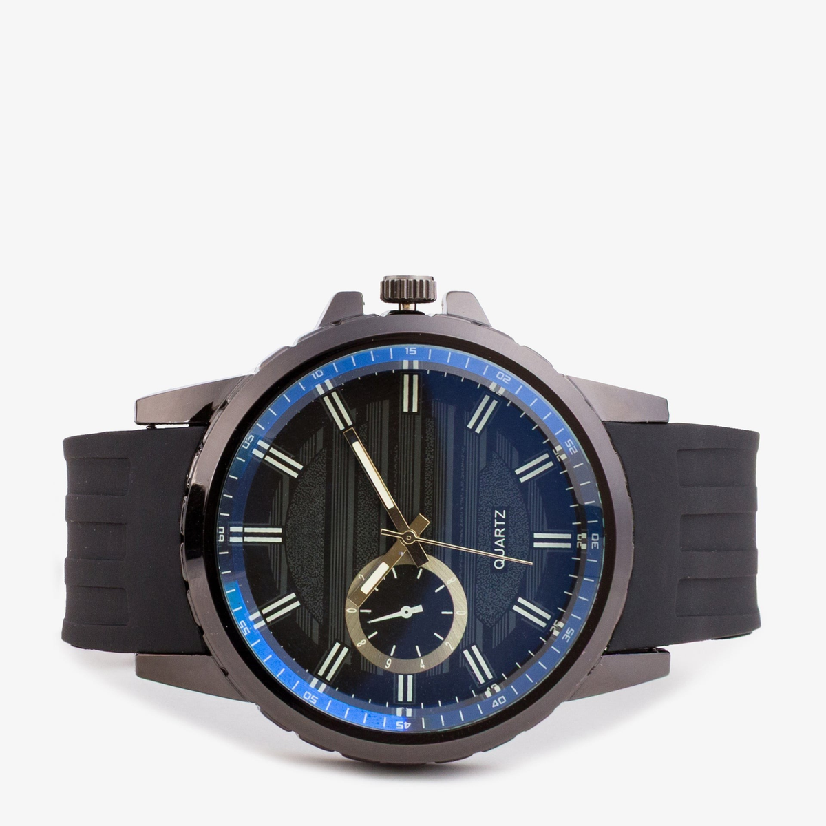 Men's Sporty Analog Watch with Roman Index Dual Dial Black Strap