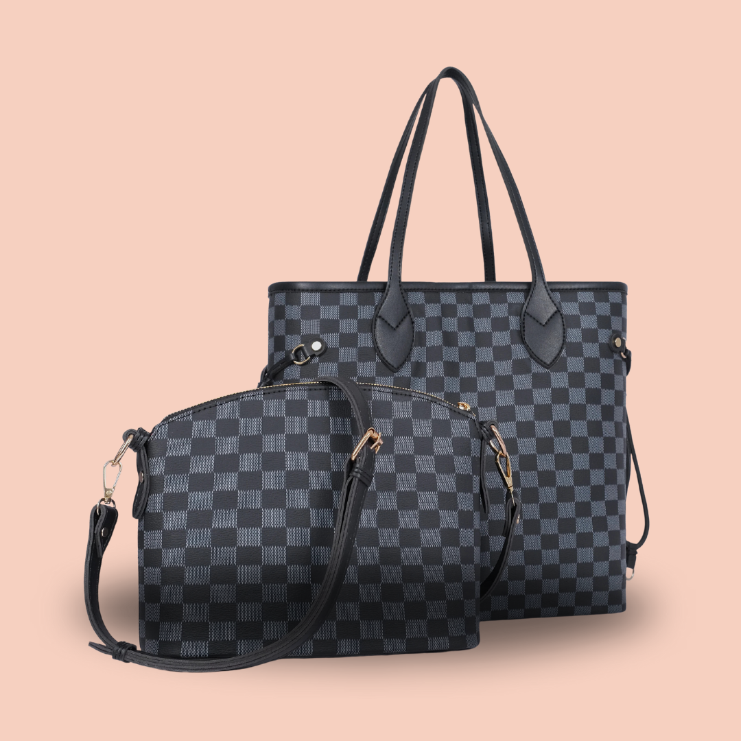 Fineur Duo Tote Checkered - Black