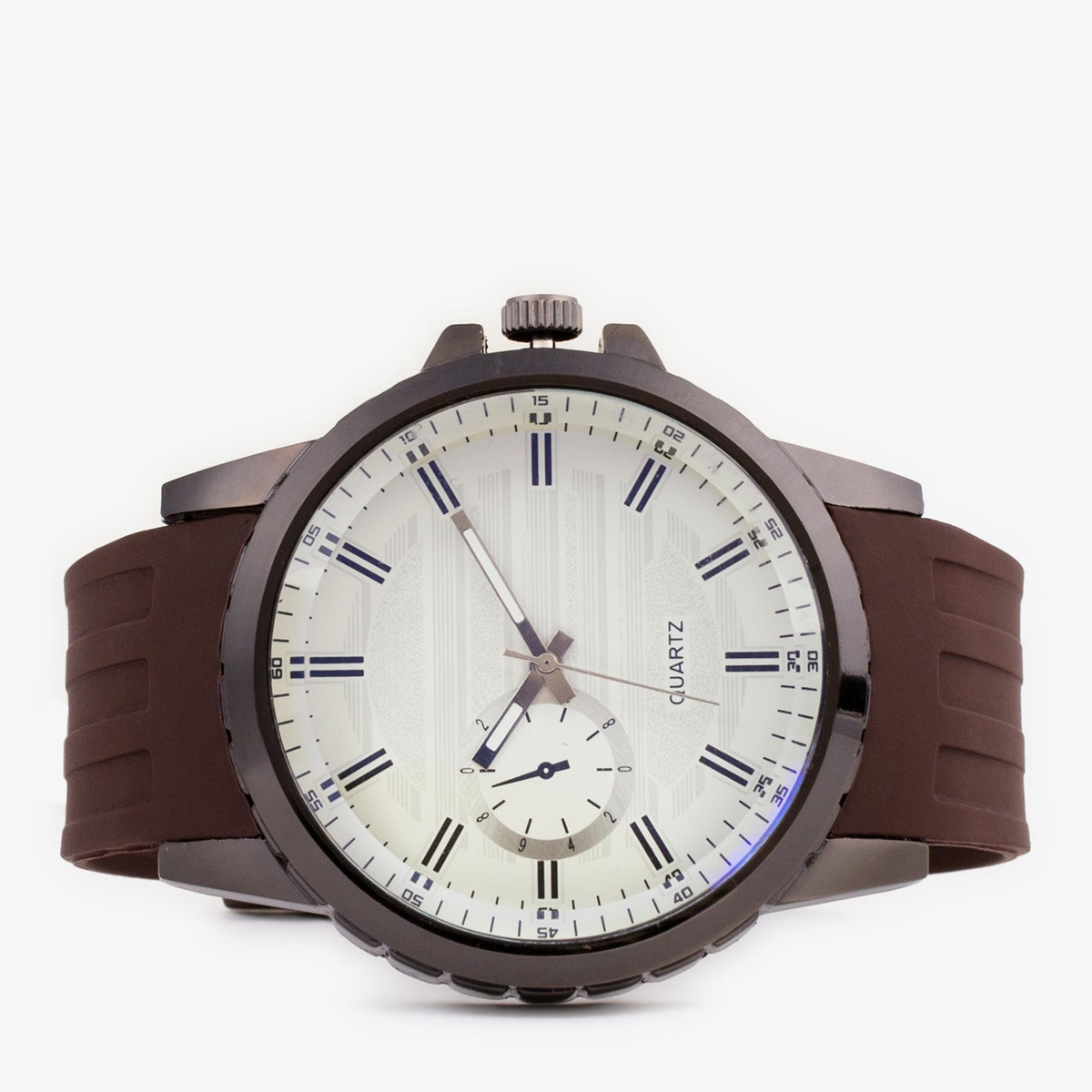 Roman Index Analog Watch for Men Dual Tone Dial Brown Strap