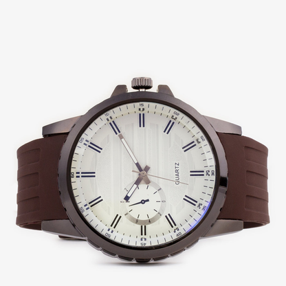 Roman Index Analog Watch for Men Dual Tone Dial Brown Strap