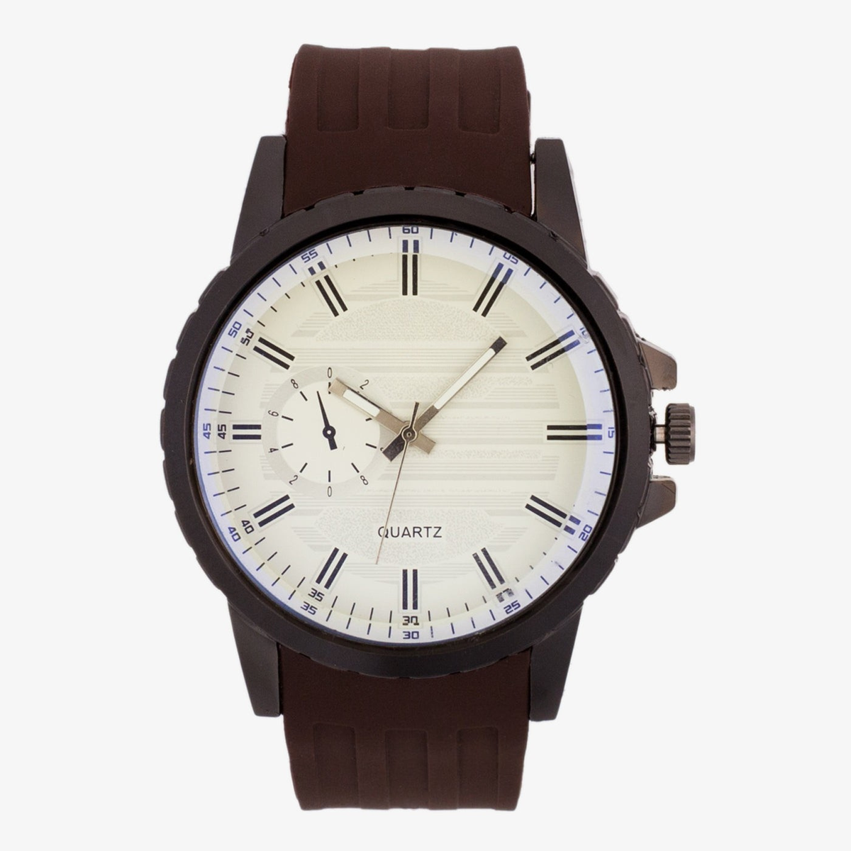 Roman Index Analog Watch for Men Dual Tone Dial Brown Strap