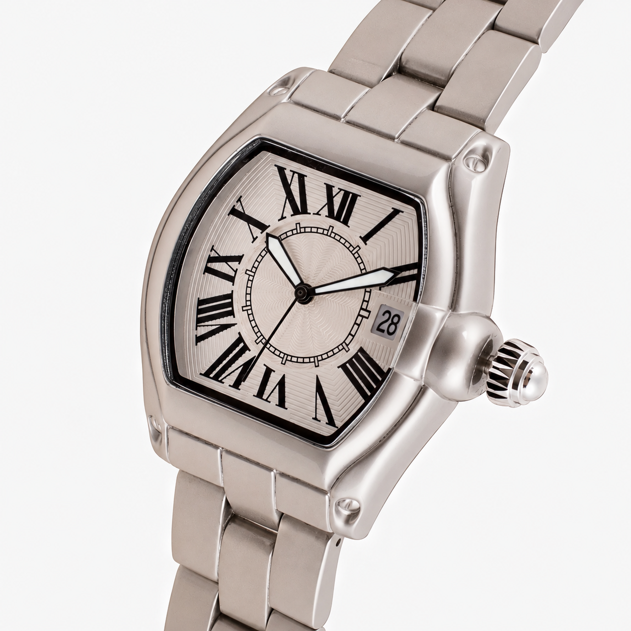 Tonneau Roman Mens Quartz Watch Wear and Watch