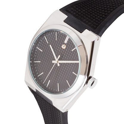 Urban Edge Black Silicone Strap Quartz Analog Watch for Men