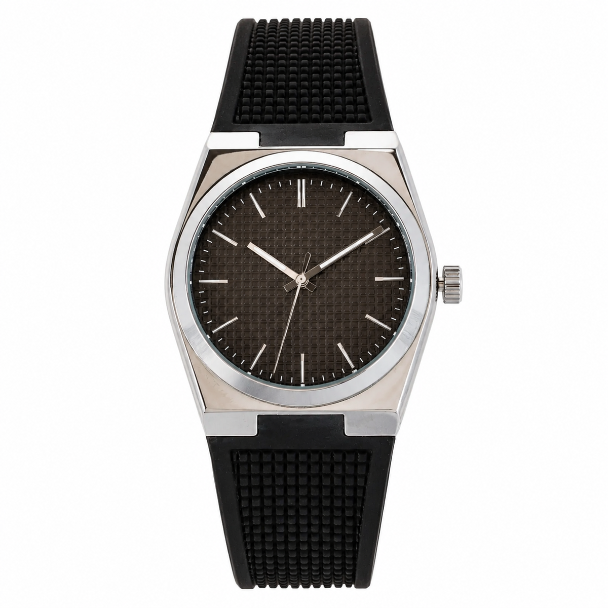 Urban Edge Black Silicone Strap Quartz Analog Watch for Men