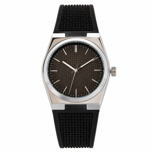 Urban Edge Black Silicone Strap Quartz Analog Watch for Men